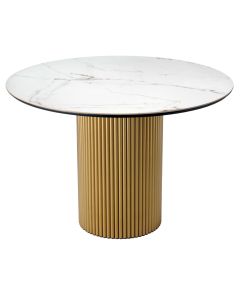 Стол Aura D110, керамогранит Ravena Natural, золотой