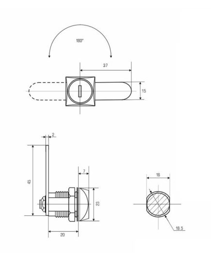 Замок почтовый 0802 20 мм 180°, изображение 2