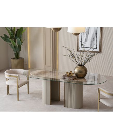 Стол обеденный Массимо 220 см стекло (massimo-04) Бежевый, изображение 4