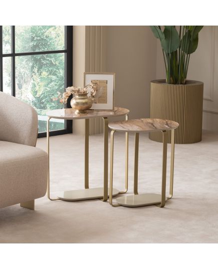Стол кофейный Массимо в комплекте 2 столика (massimo-10) Бежевый, изображение 2
