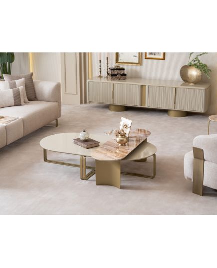 Стол журнальный Массимо овальный в комплекте 2 шт. (massimo-09) Бежевый, изображение 10