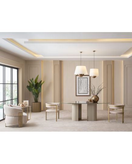 Стол обеденный Массимо 220 см стекло (massimo-04) Бежевый, изображение 6