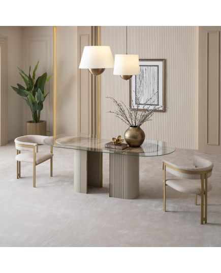 Стол обеденный Массимо 180 см стекло (massimo-03) Бежевый, изображение 5