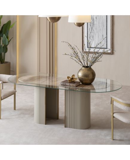 Стол обеденный Массимо 180 см стекло (massimo-03) Бежевый, изображение 2