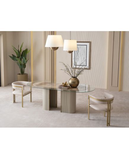 Стол обеденный Массимо 180 см стекло (massimo-03) Бежевый, изображение 3