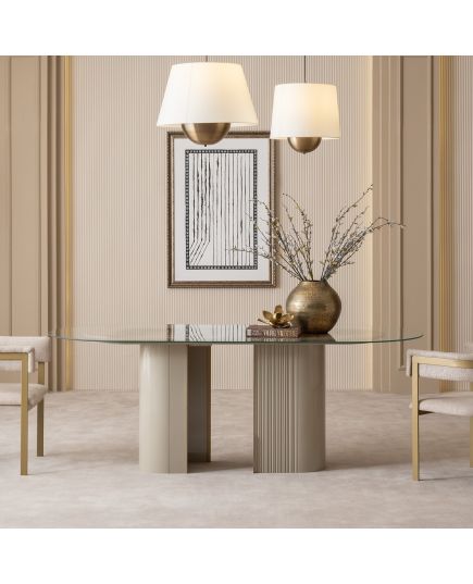 Стол обеденный Массимо 220 см стекло (massimo-04) Бежевый, изображение 2