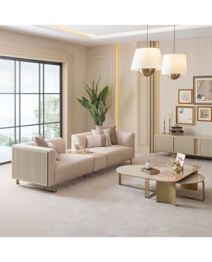 Стол журнальный Массимо овальный в комплекте 2 шт. (massimo-09) Бежевый, изображение 5