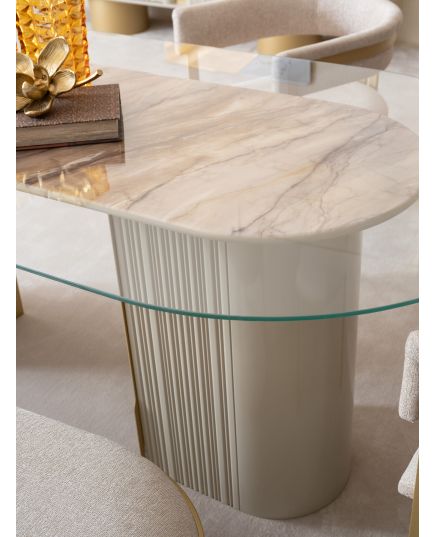 Стол обеденный Массимо 220 см стекло (massimo-04) Бежевый, изображение 5