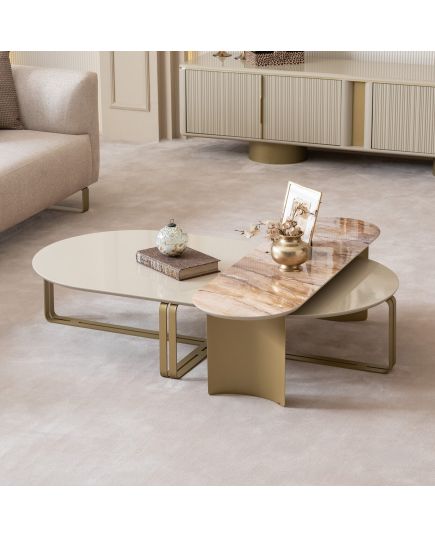 Стол журнальный Массимо овальный в комплекте 2 шт. (massimo-09) Бежевый, изображение 2