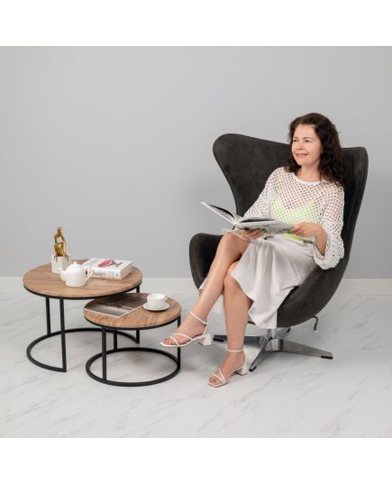 Кресло EGG STYLE CHAIR графит, искусственная замша, изображение 8