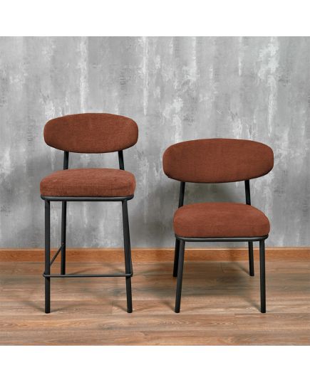 Стул полубарный Lucas 2 терракотовый шенилл с чёрными ножками, изображение 12