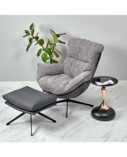 Кресло HUG тёмно-серый, экокожа, шенилл, изображение 20