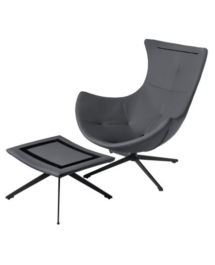 Кресло HUG тёмно-серый, экокожа, шенилл, изображение 11