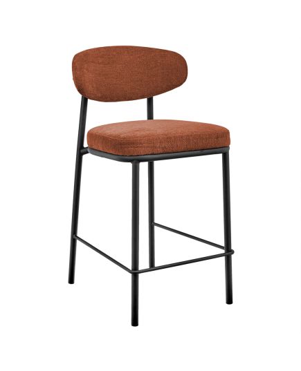 Стул полубарный Lucas 2 терракотовый шенилл с чёрными ножками, изображение 2