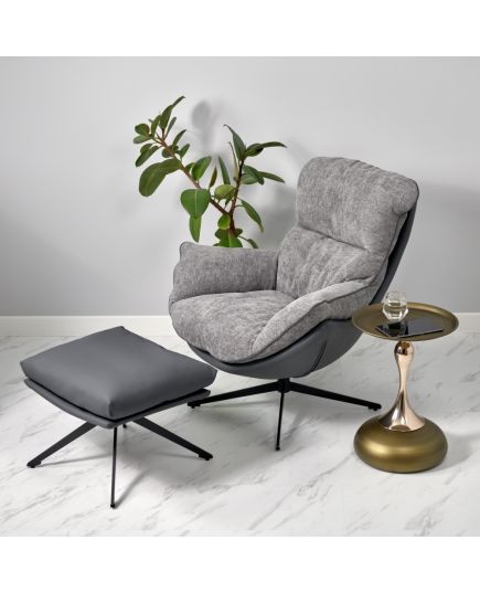 Кресло HUG тёмно-серый, экокожа, шенилл, изображение 19