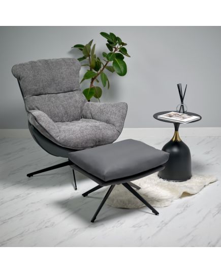 Кресло HUG тёмно-серый, экокожа, шенилл, изображение 18