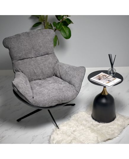Кресло HUG тёмно-серый, экокожа, шенилл, изображение 2