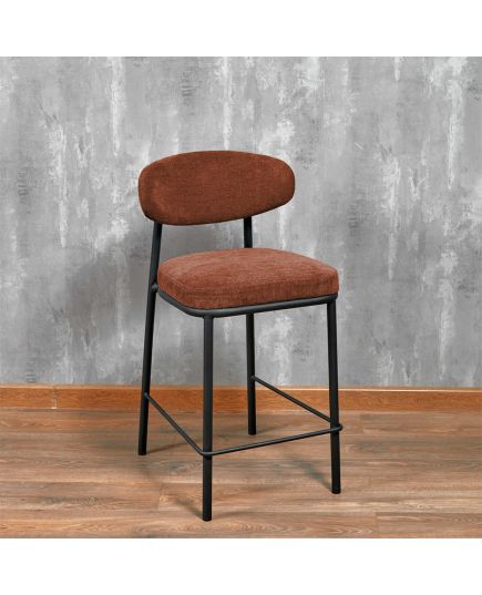 Стул полубарный Lucas 2 терракотовый шенилл с чёрными ножками, изображение 13