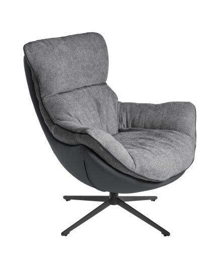 Кресло HUG тёмно-серый, экокожа, шенилл