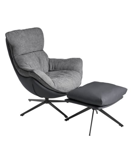 Кресло HUG тёмно-серый, экокожа, шенилл, изображение 3