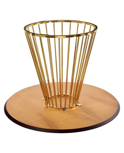 Стол Liverpool диам.110см, шпон орех лучевой набор, с золотистыми ножками, изображение 4