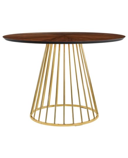 Стол Liverpool диам.110см, шпон орех лучевой набор, с золотистыми ножками, изображение 3