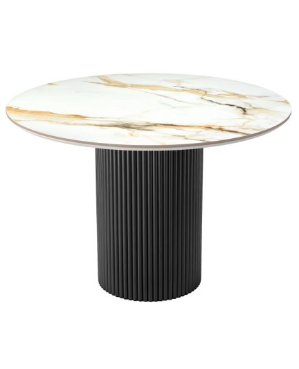 Стол Aura D110, керамогранит Calacatte gold мрамор, чёрный