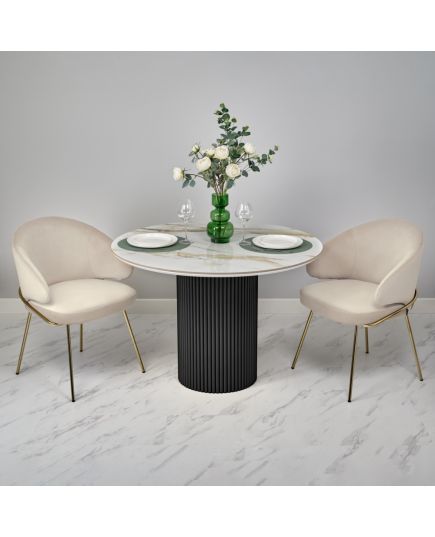 Стол Aura D110, керамогранит Calacatte gold мрамор, чёрный, изображение 15