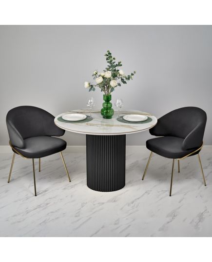 Стол Aura D110, керамогранит Calacatte gold мрамор, чёрный, изображение 14