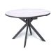 Стол овальный керамический Авилон 110-155*90*76 белый мрамор/черный