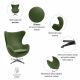 Кресло EGG STYLE CHAIR зеленый, искусственная замша, изображение 10