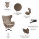 Кресло EGG STYLE CHAIR латте, искусственная замша FR 0647, изображение 7
