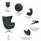 Кресло EGG STYLE CHAIR графит, искусственная замша, изображение 9