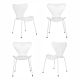 Комплект из 4-х стульев Seven Style белый с белыми ножками